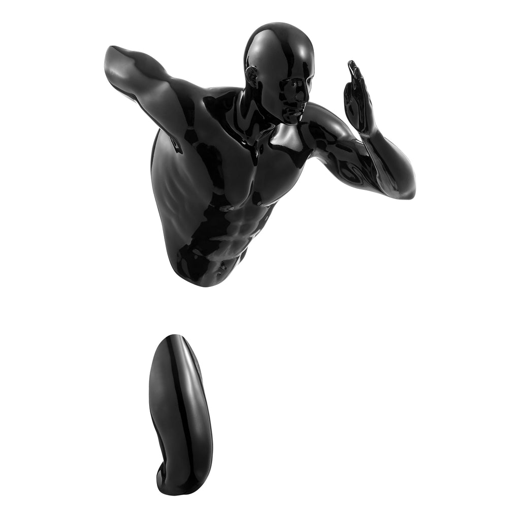 Black Wall Runner 20" Man Sculpture