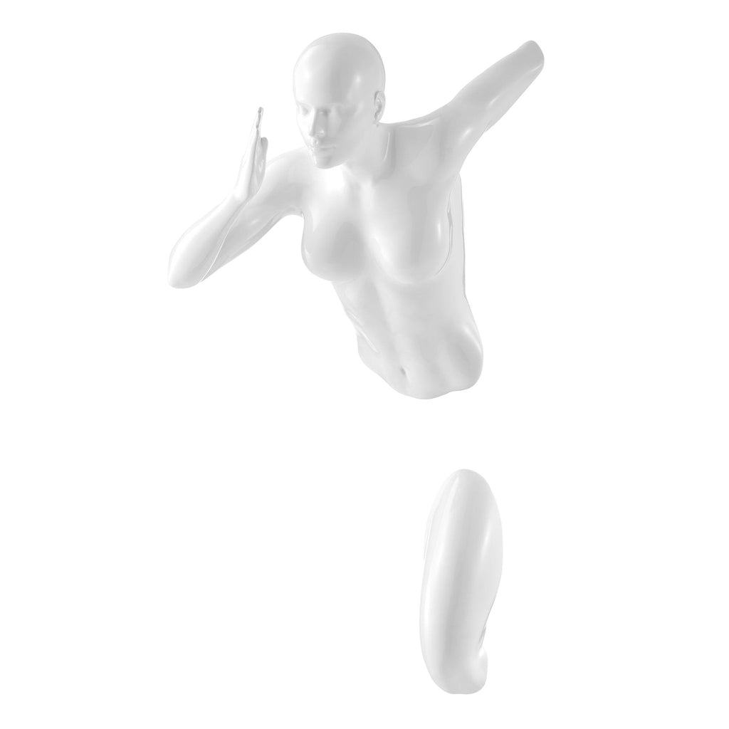 Glossy White Wall Sculpture Runner 13" Woman