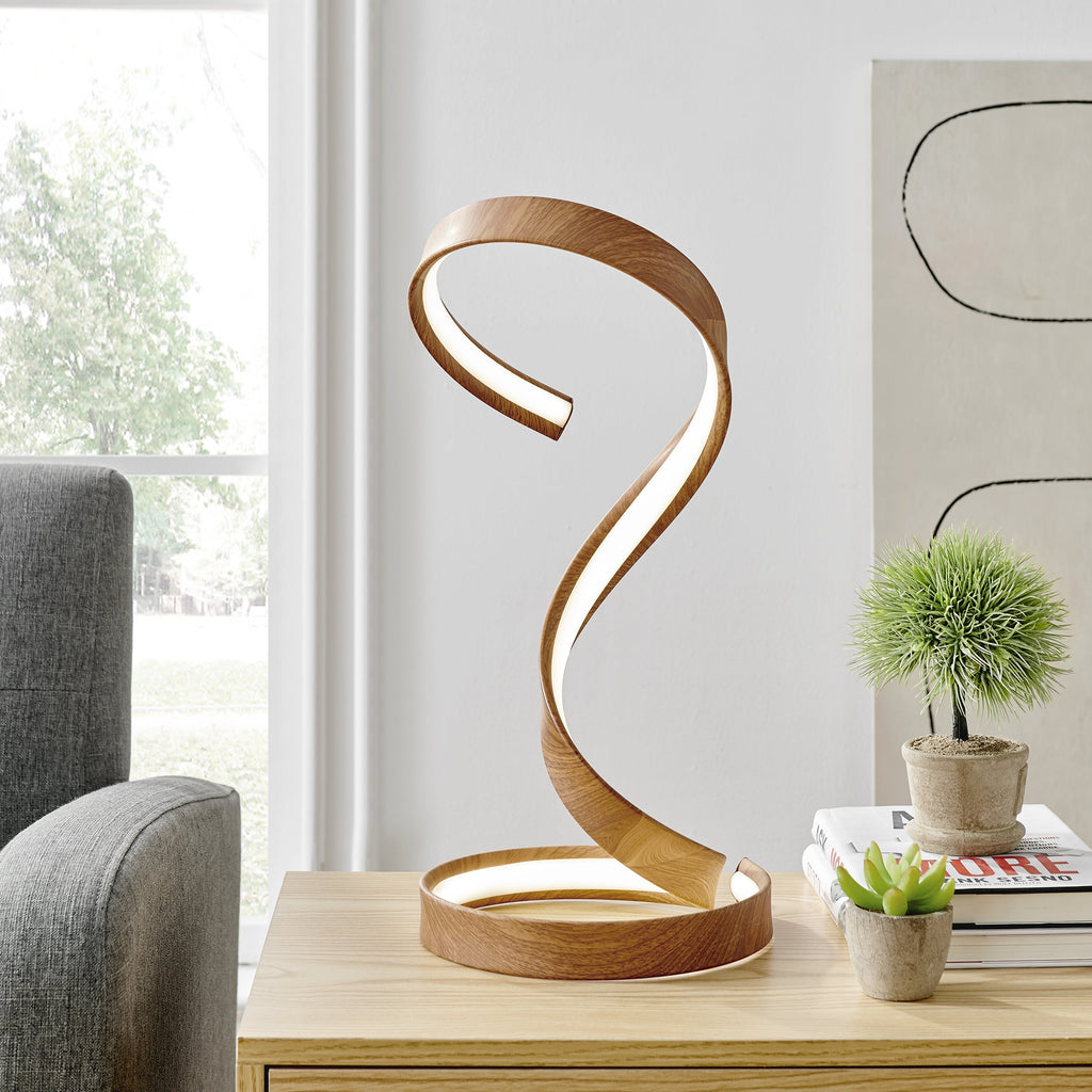 Hamburg Light Wood Table Lamp // LED Strip & Dimmable Switch