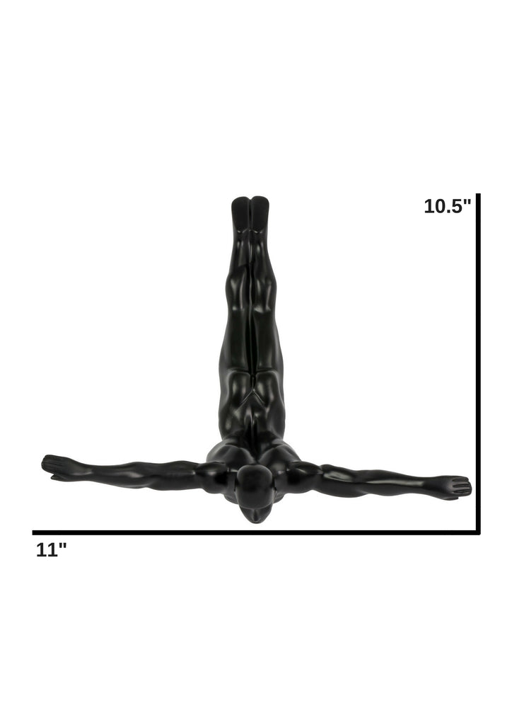 Diver Wall Art Decor Sculpture //11" Matte Black