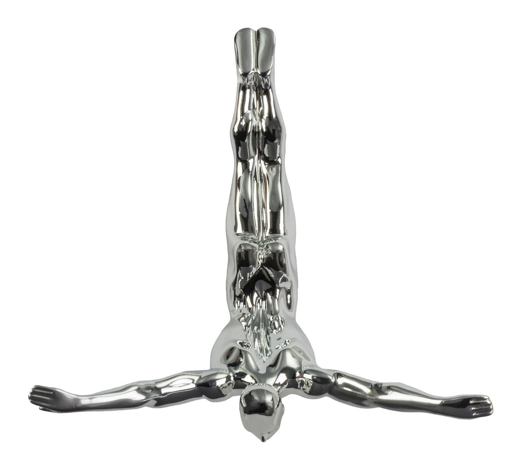 Diver Wall Art Decor Sculpture //11" Chrome