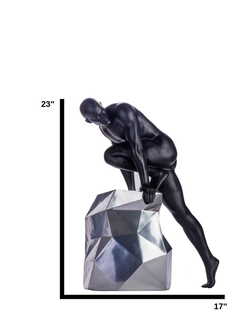 Sensuality Man Sculpture // Matte Black and Chrome