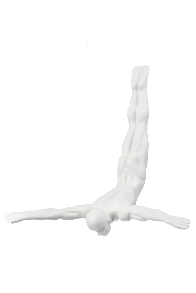 Diver Wall Art Decor Sculpture //11" Matte White