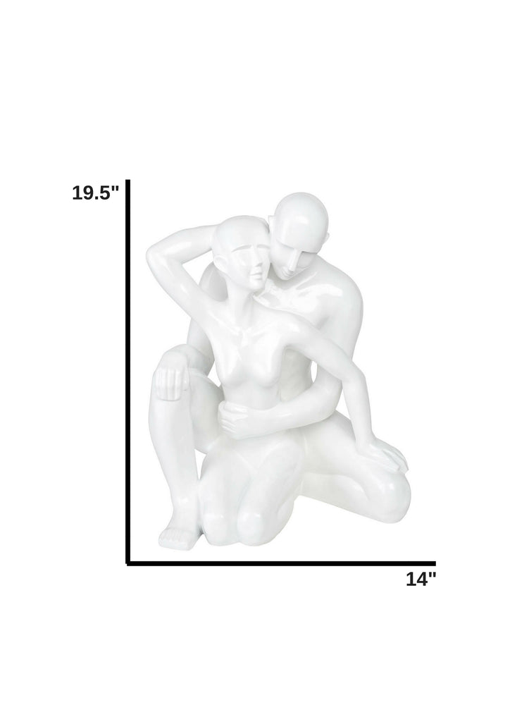 Entangled Romance Couple Sculpture // 19.5" White