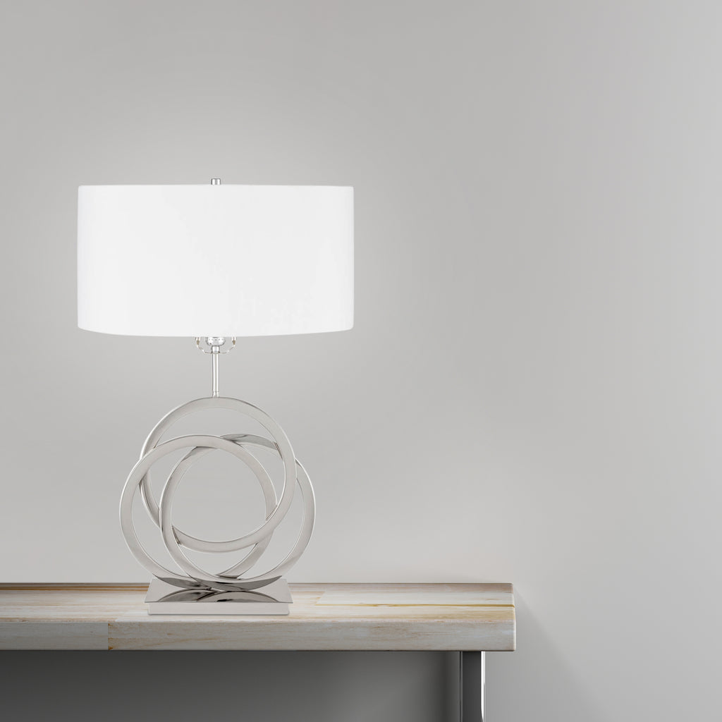 Chrome Circles Table Lamp // 1 Light // USB Charger