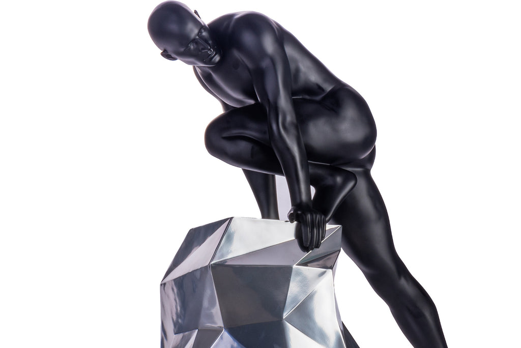 Sensuality Man Sculpture // Matte Black and Chrome