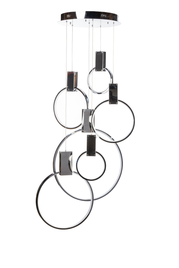 Hong Kong LED Circular Chandelier // Chrome