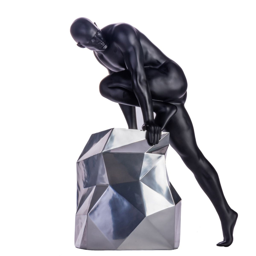 Sensuality Man Sculpture // Matte Black and Chrome