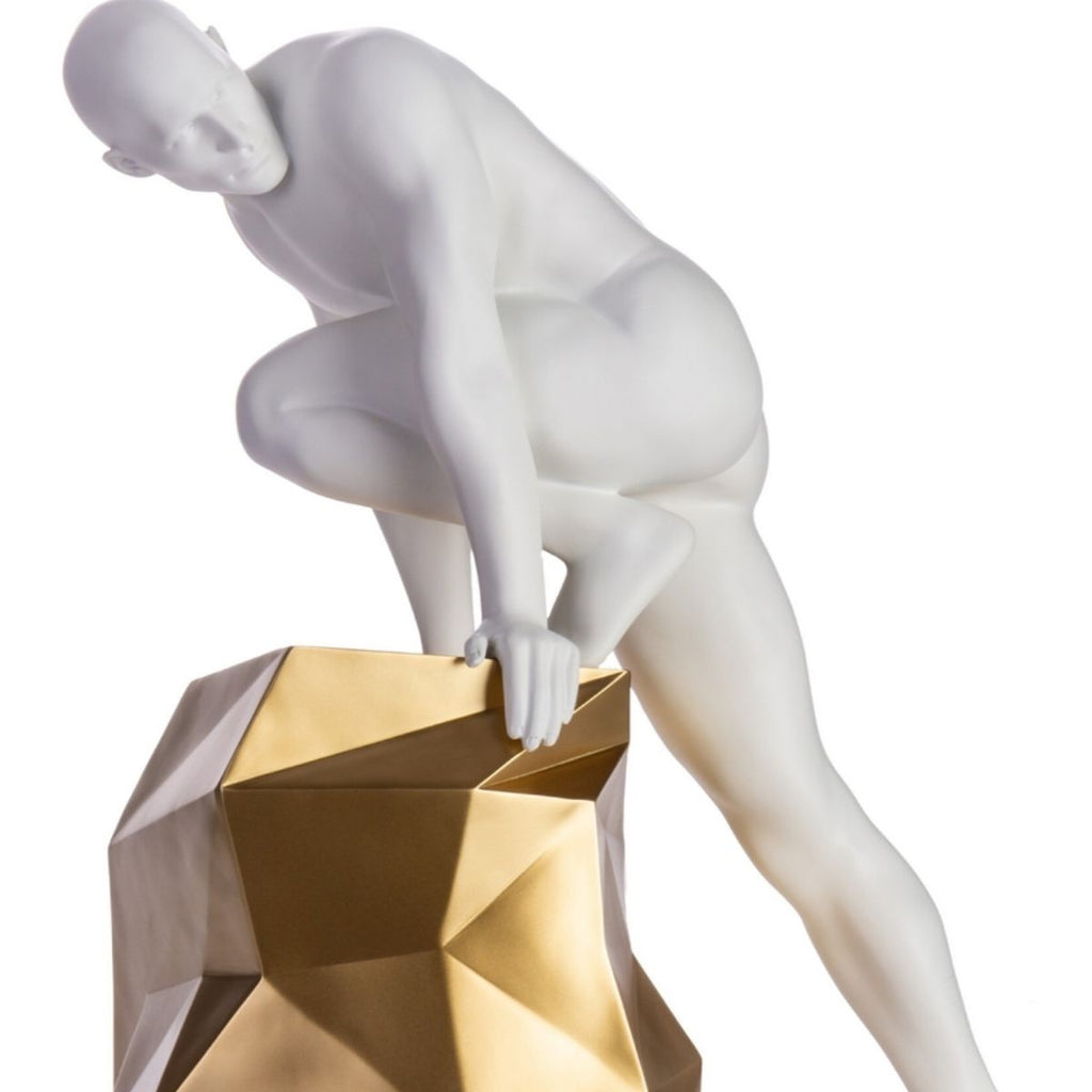 Sensuality Man Sculpture // Matte White and Gold