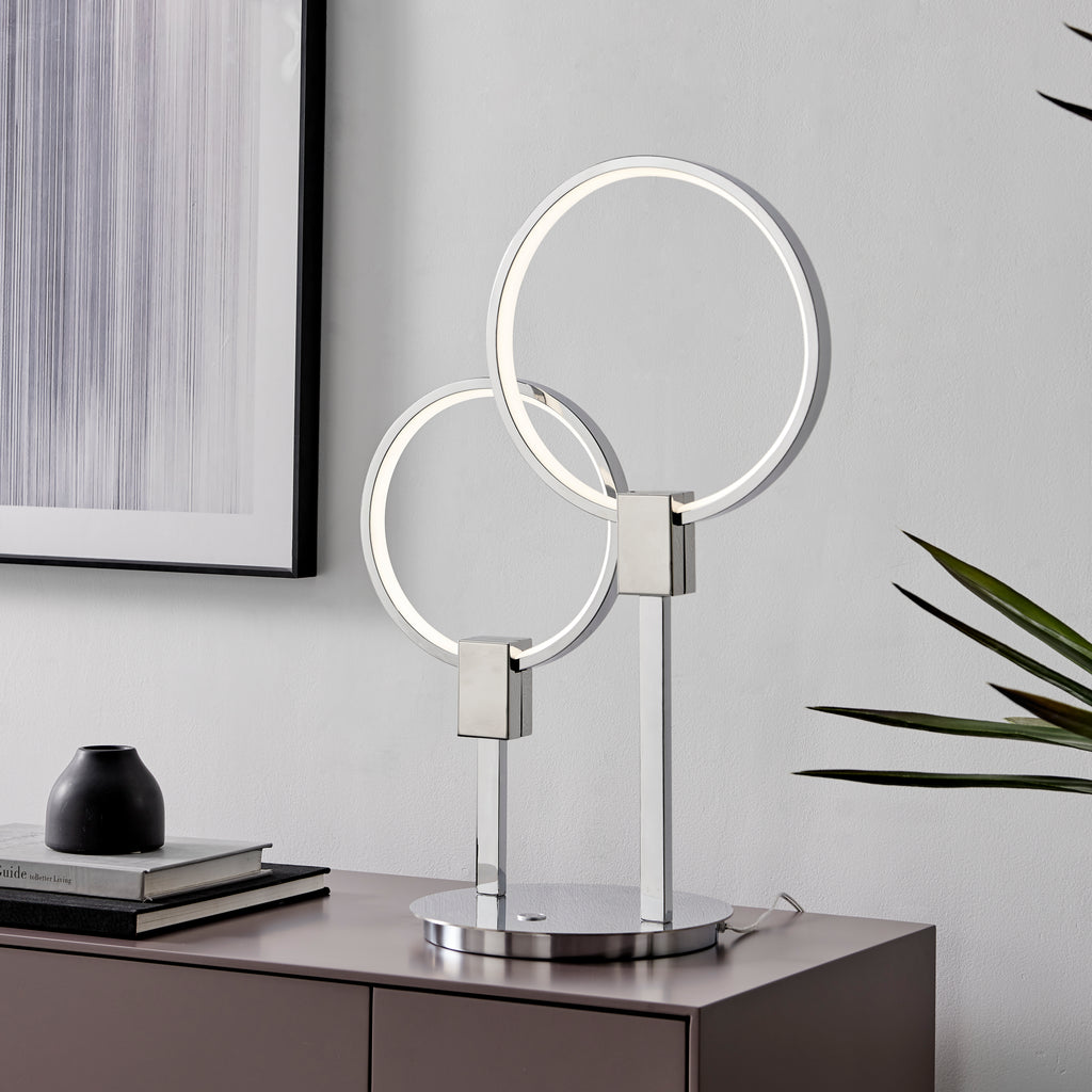 Hong Kong LED Tall Table Lamp // Chrome