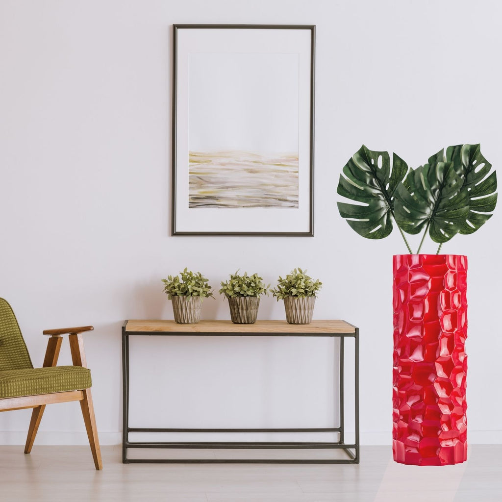 Textured Honeycomb Vase // Red, 36"