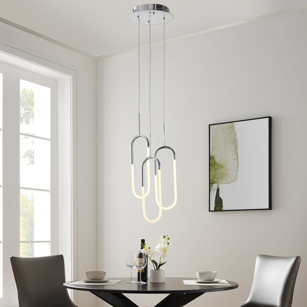 LED Three Clips Chandelier // Chrome