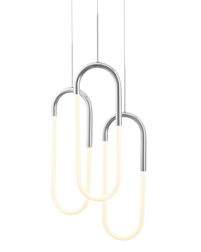 LED Three Clips Chandelier // Chrome