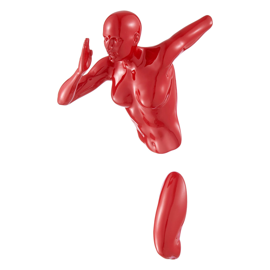 Glossy Red Wall Sculpture Runner 13" Woman