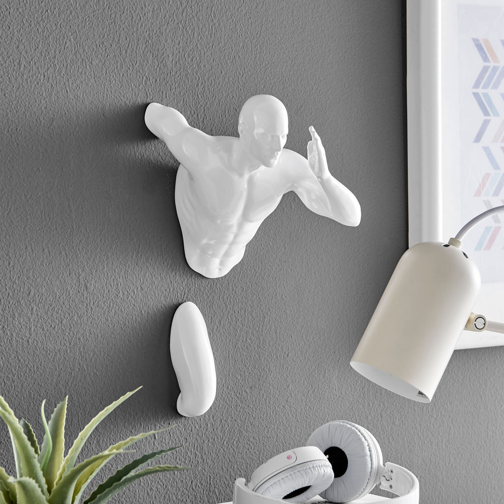 Glossy White Wall Runner 13" Sculpture