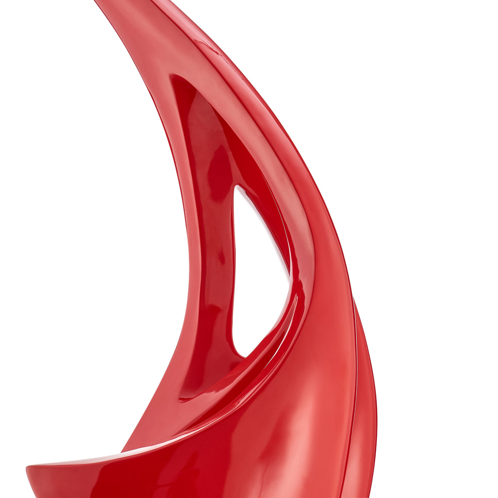 Red Sail Floor Sculpture With White Stand, 70" Tall