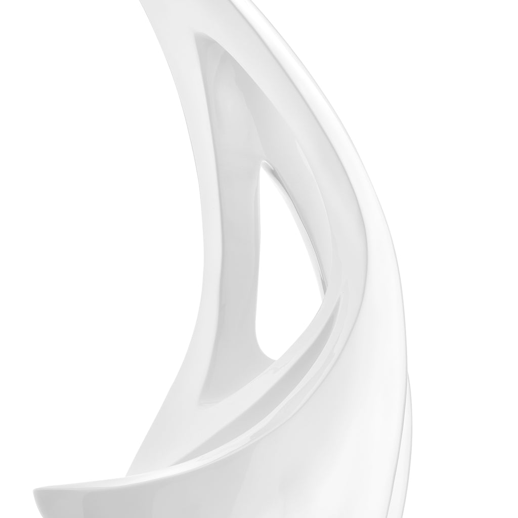 White Sail Floor Sculpture With White Stand, 70" Tall