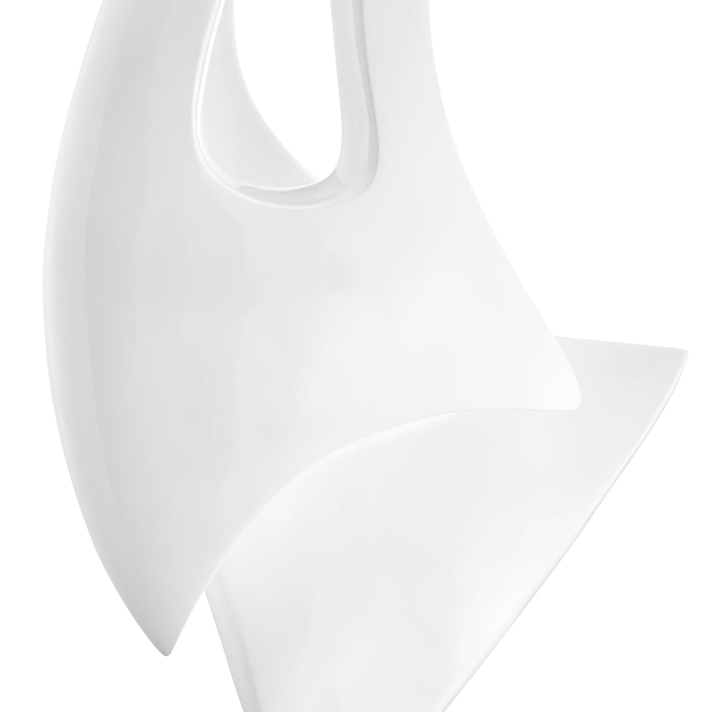 White Sail Floor Sculpture With White Stand, 70" Tall