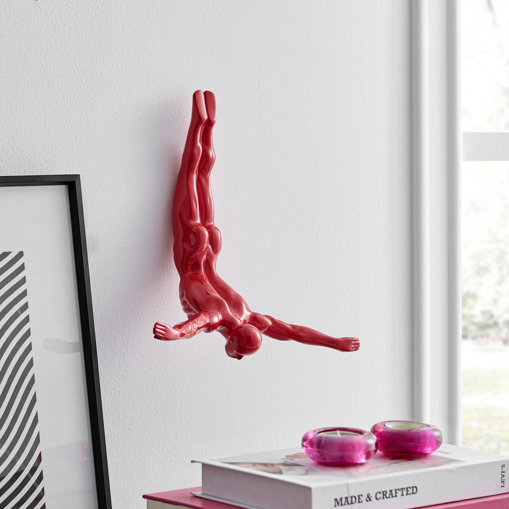 Diver Wall Art Decor Sculpture //11" Red