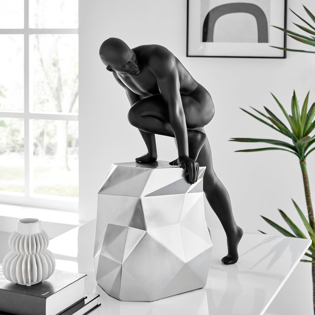 Sensuality Man Sculpture // Matte Black and Chrome