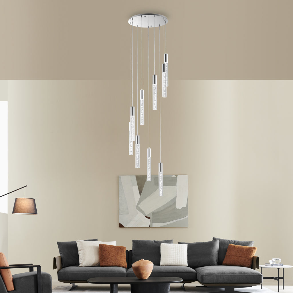 Sparkling Night Cylinder Chandelier // 9 Light