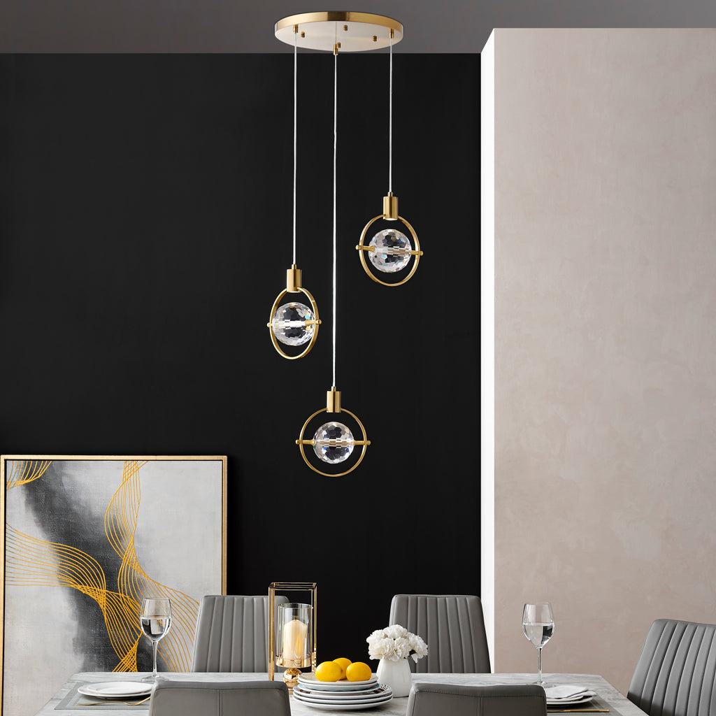 Hollywood Circle 3 Light Pendant // Gold