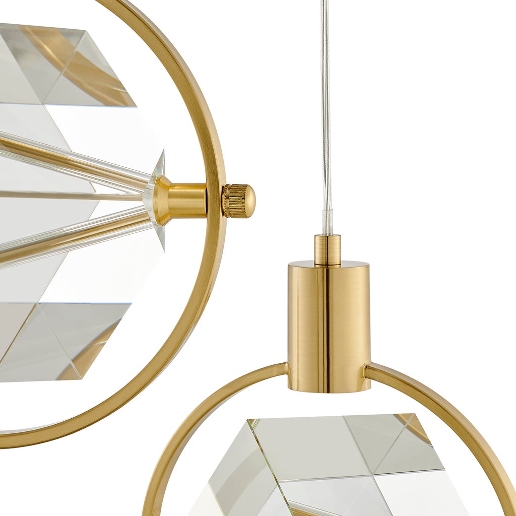 Hollywood Cube 3 Light Pendant // Gold