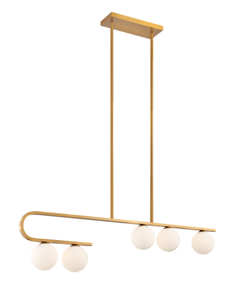 Anecdoche Rectangular Gold and White Chandelier