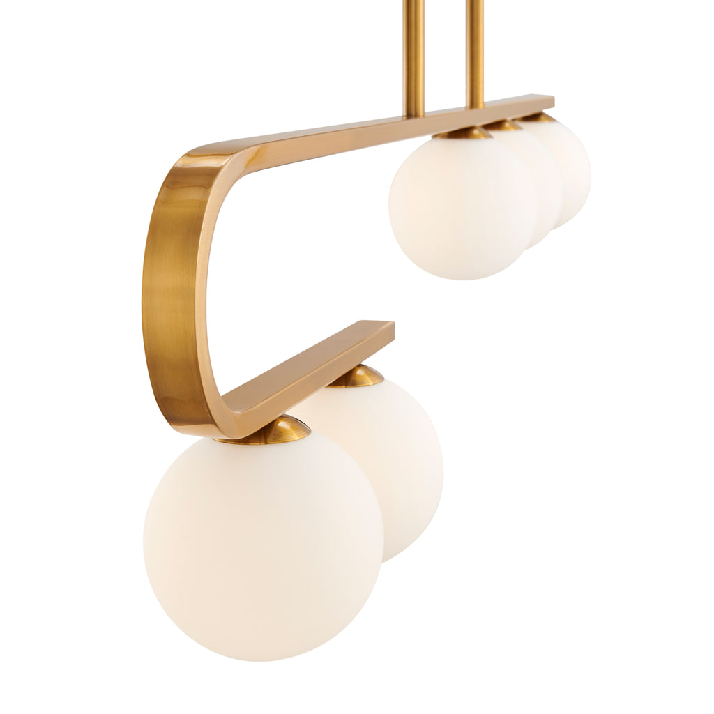 Anecdoche Rectangular Gold and White Chandelier