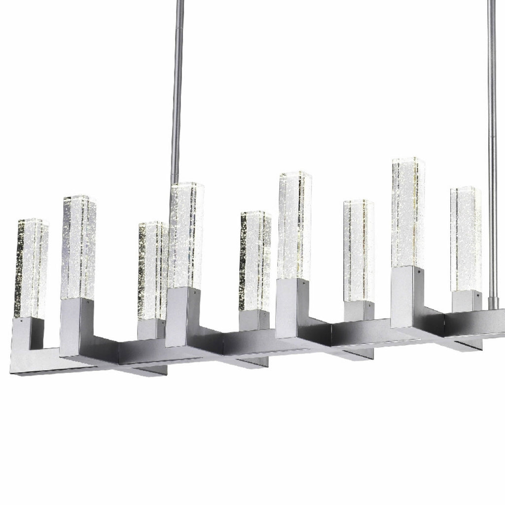 12 Light Rectangular Crystal Dianyi LED Chandelier // Silver
