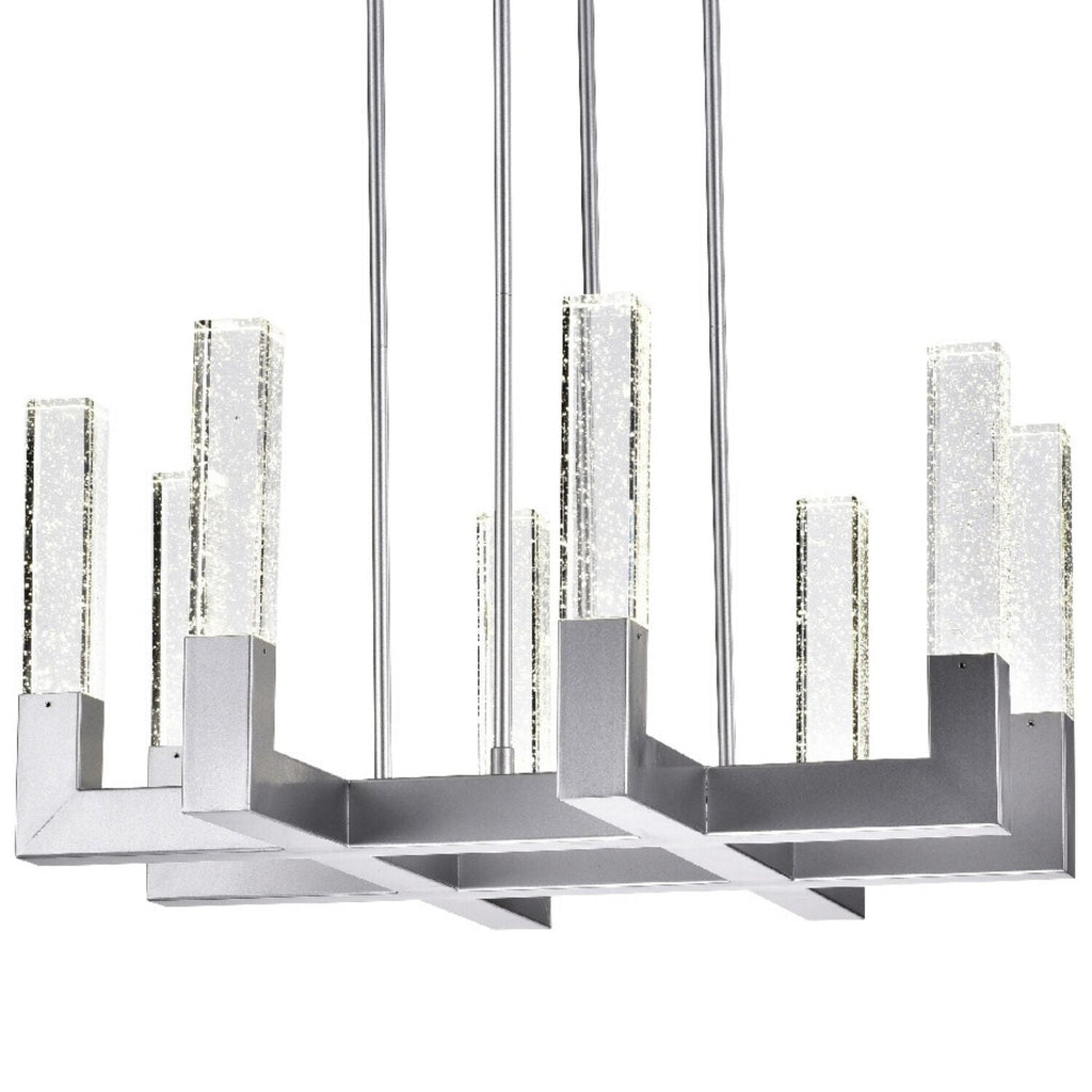 8 Light Square Crystal Dianyi LED Chandelier // Silver