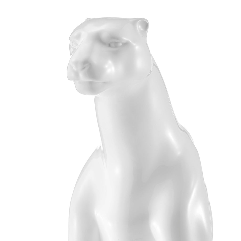 Boli Sitting Panther Sculpture // Glossy White