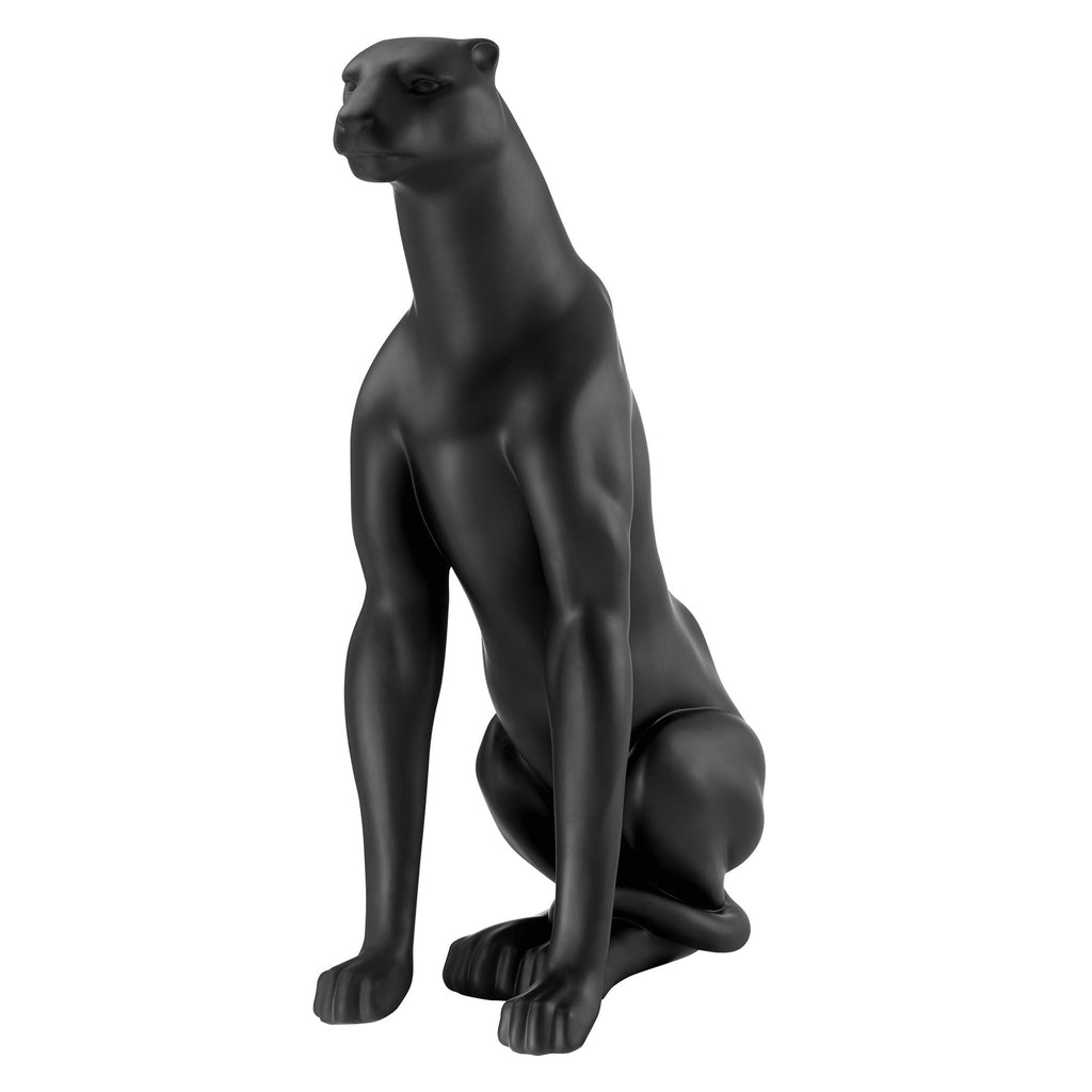 Boli Sitting Panther Sculpture // Matte Black