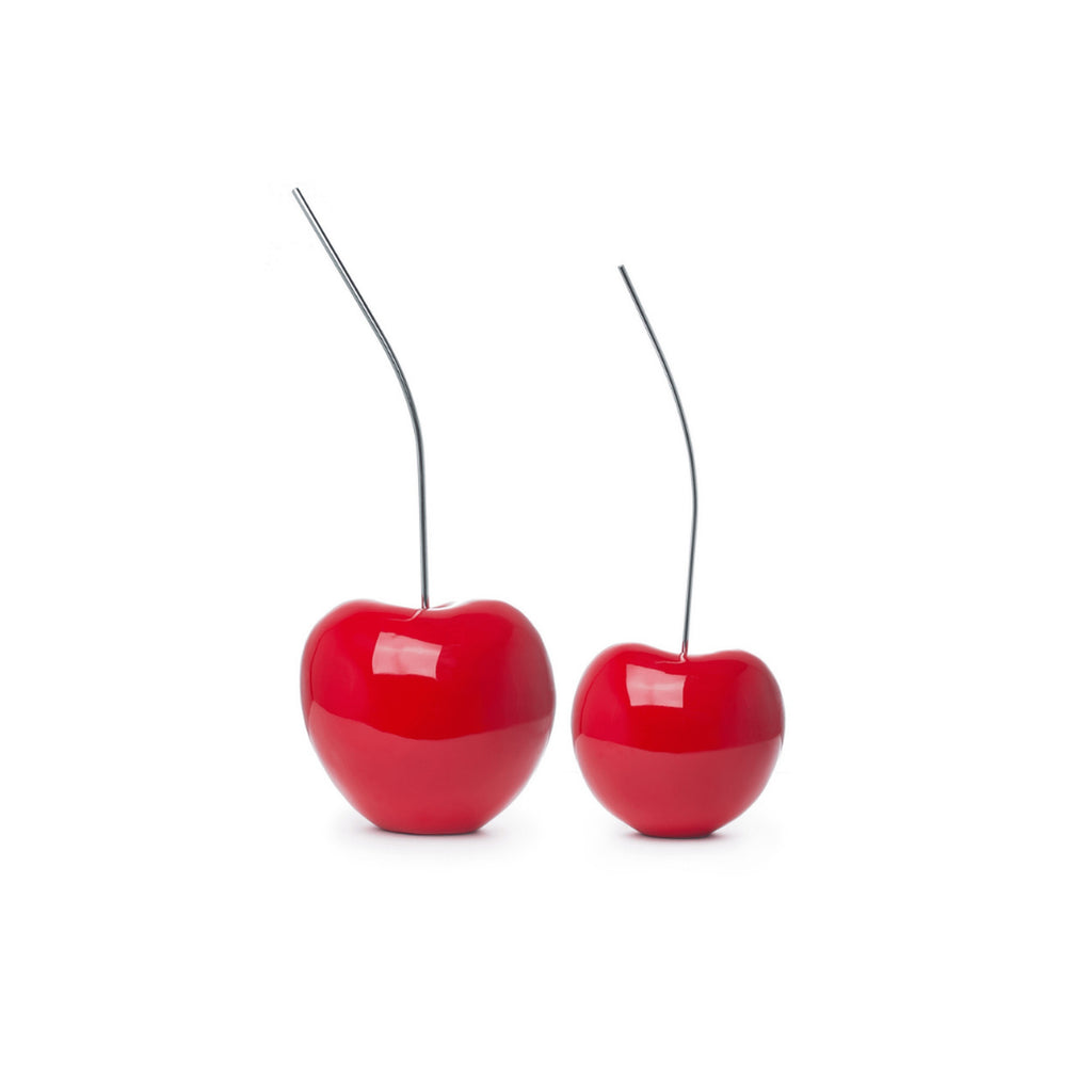 Cherry Decor // Set of two Medium & Small, Bright Red