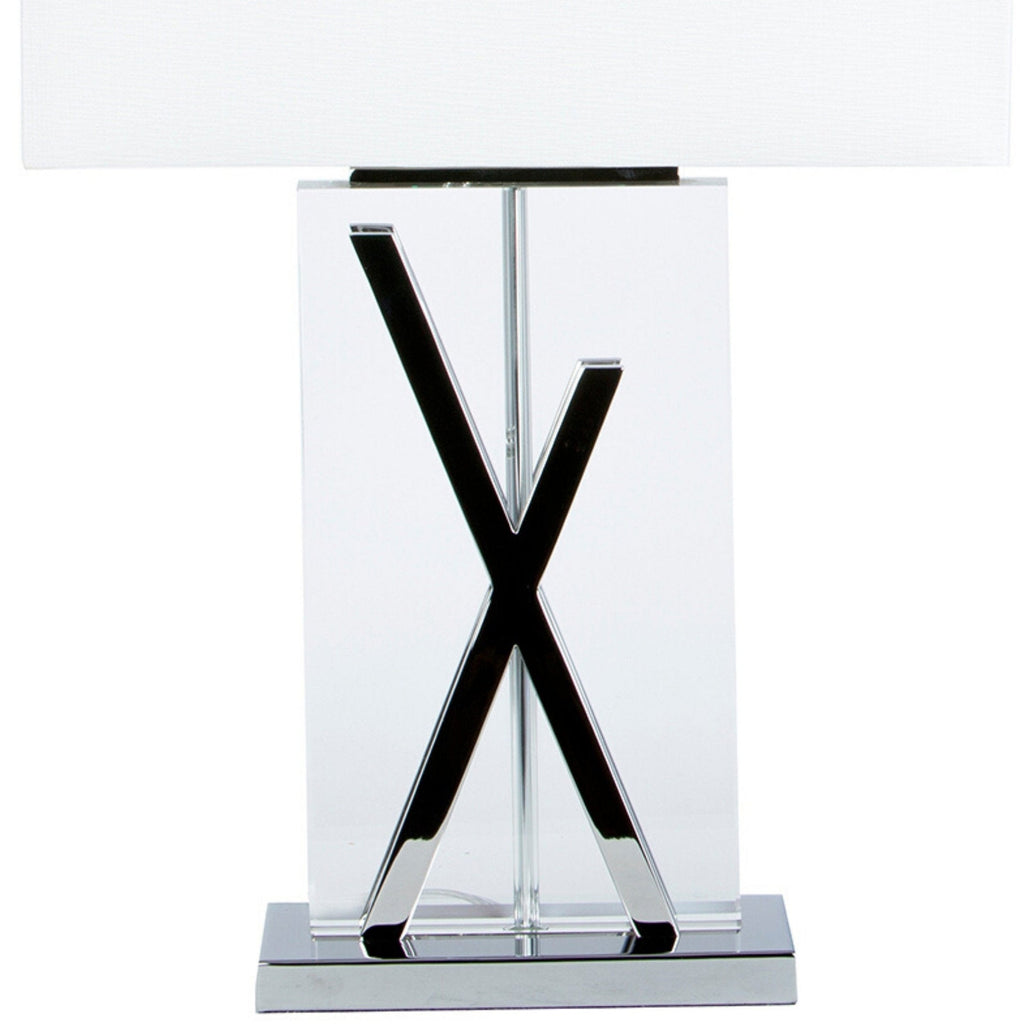 Chrome and Crystal X Table Lamp // 1 Light // USB Charger