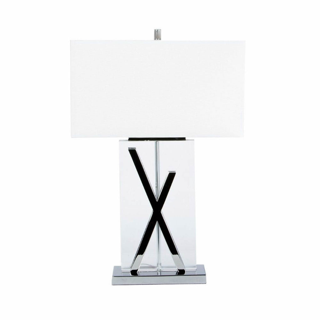 Chrome and Crystal X Table Lamp // 1 Light // USB Charger