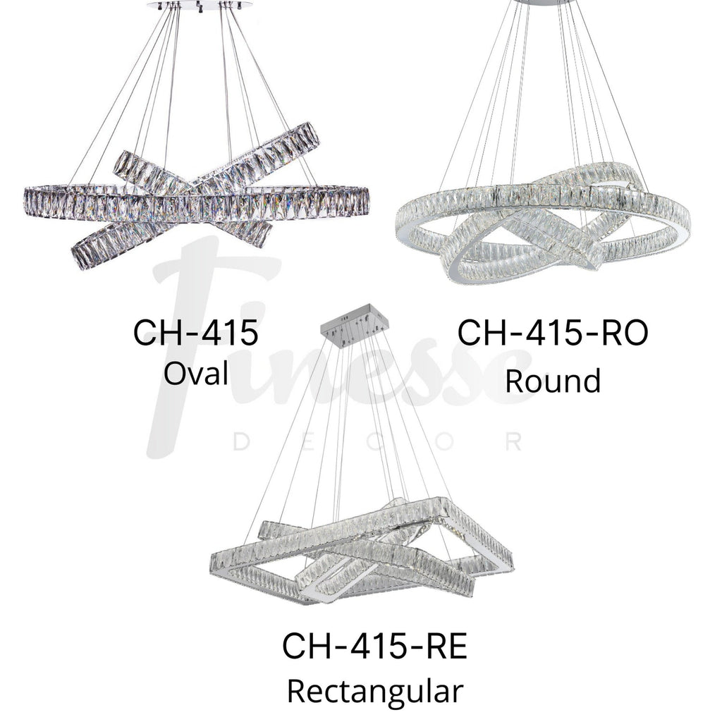 Crystal Elegance LED Chandelier // 3 Rectangles