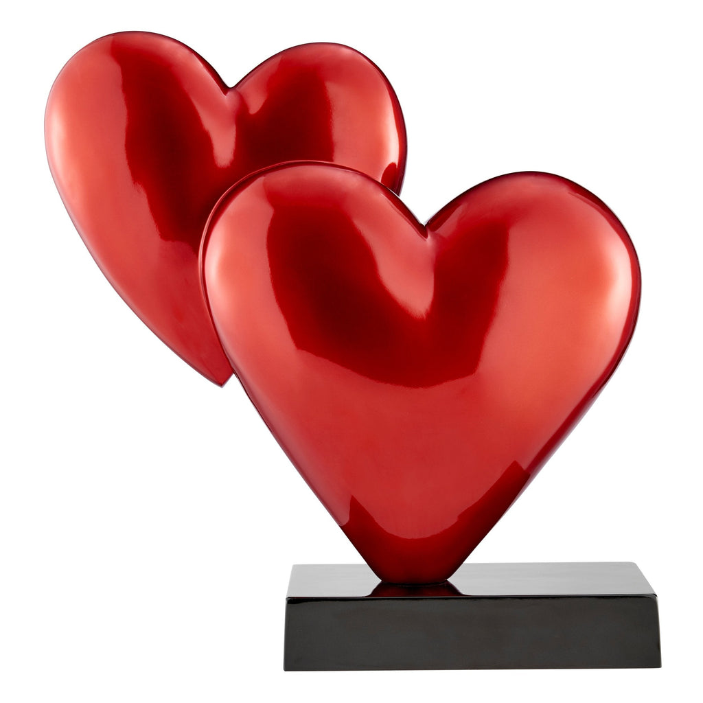 Double Heart Sculpture // Metallic Red