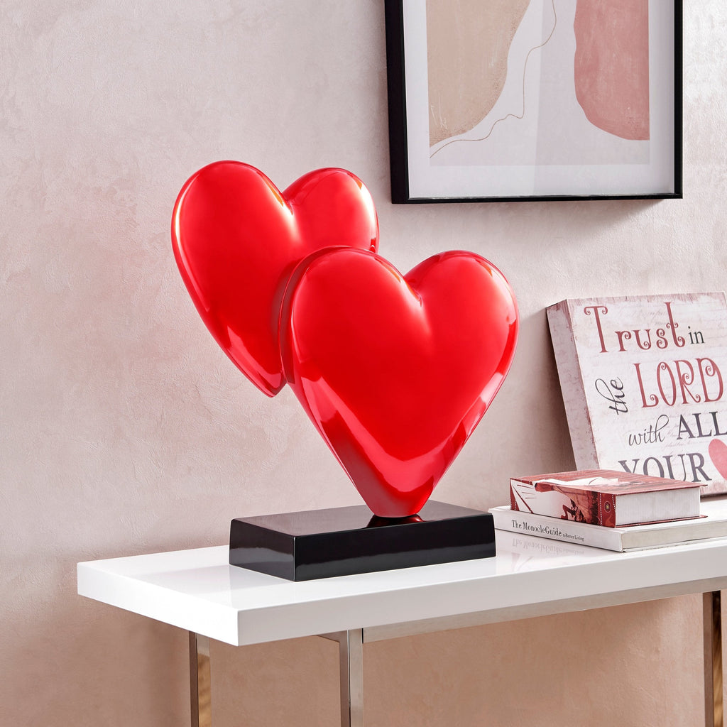 Double Heart Sculpture // Red