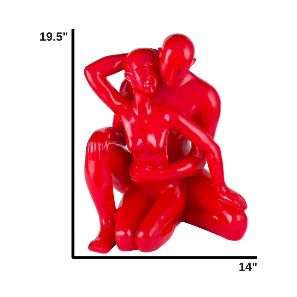 Entangled Romance Couple Sculpture // 19.5" Red