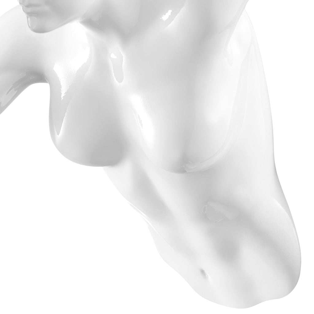 Glossy White Wall Sculpture Runner 13" Woman