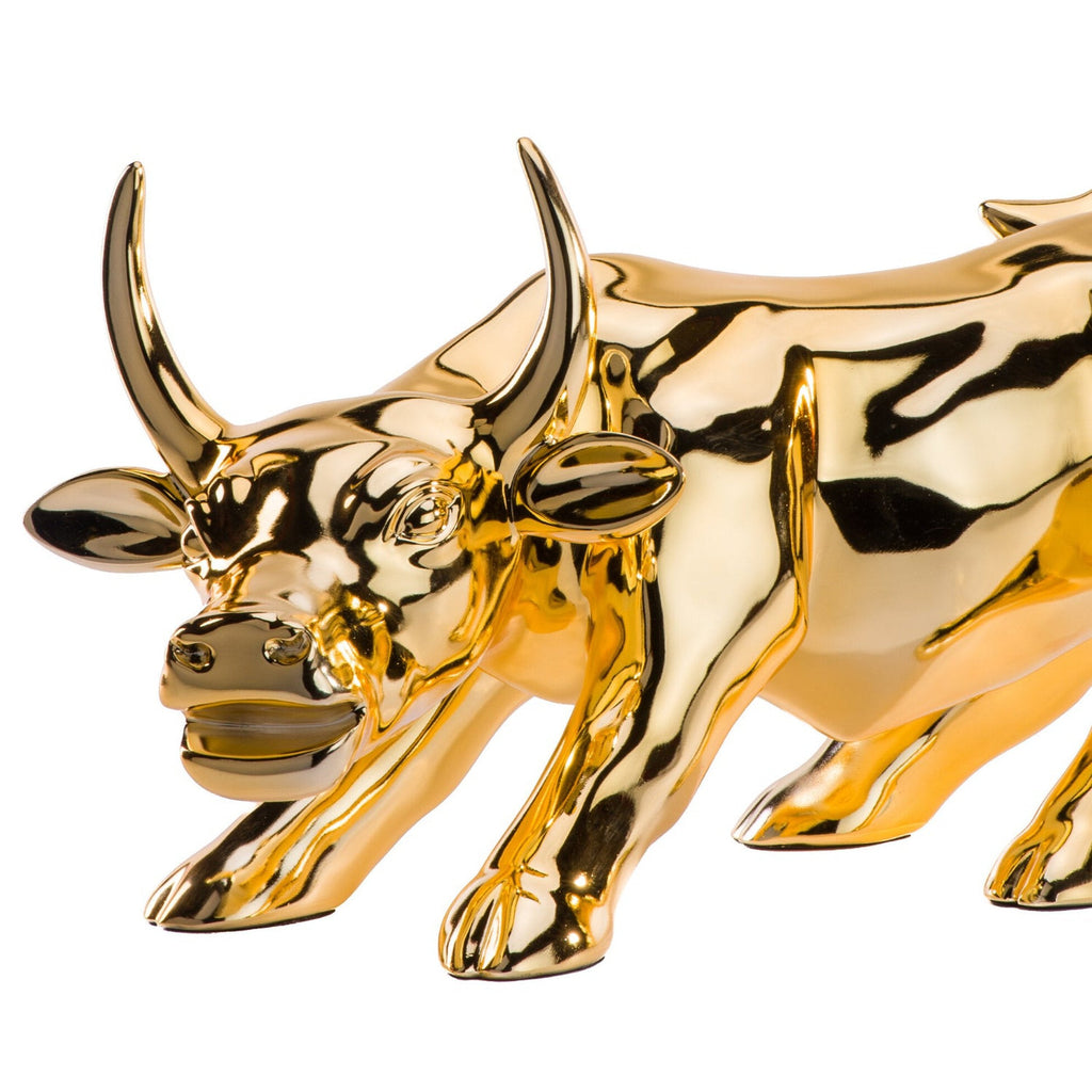 Hydro Resin Bull Sculpture // Gold Plated