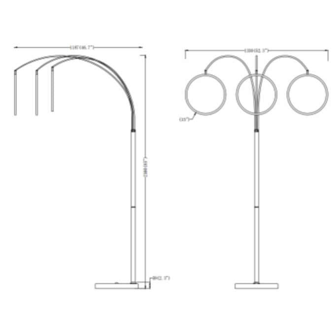 LED Three Ring Hong Kong Arc Floor lamp // Chrome, Not Dimmable