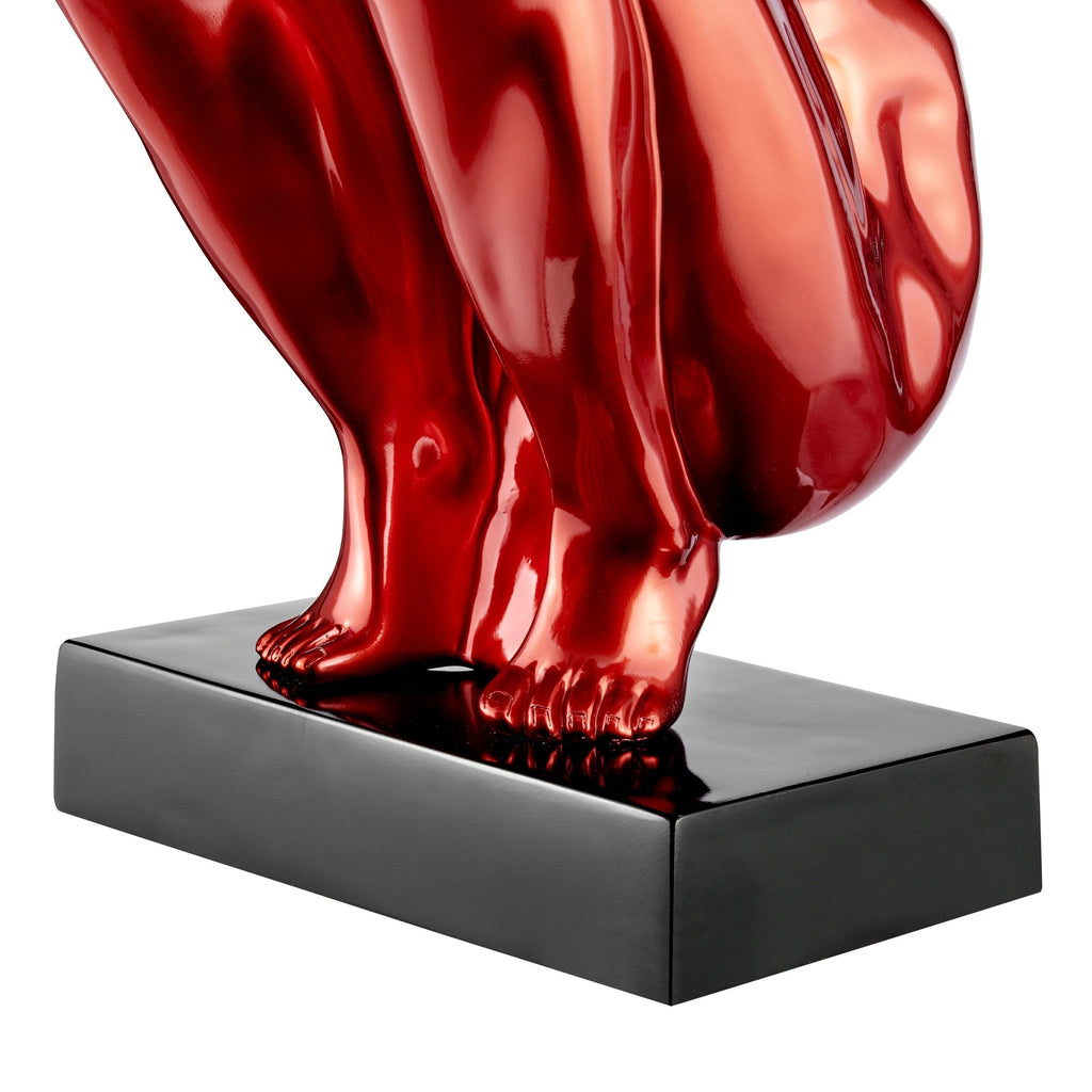 Large Saluting Man Resin Sculpture 37" Wide x 19" Tall // Metallic Red