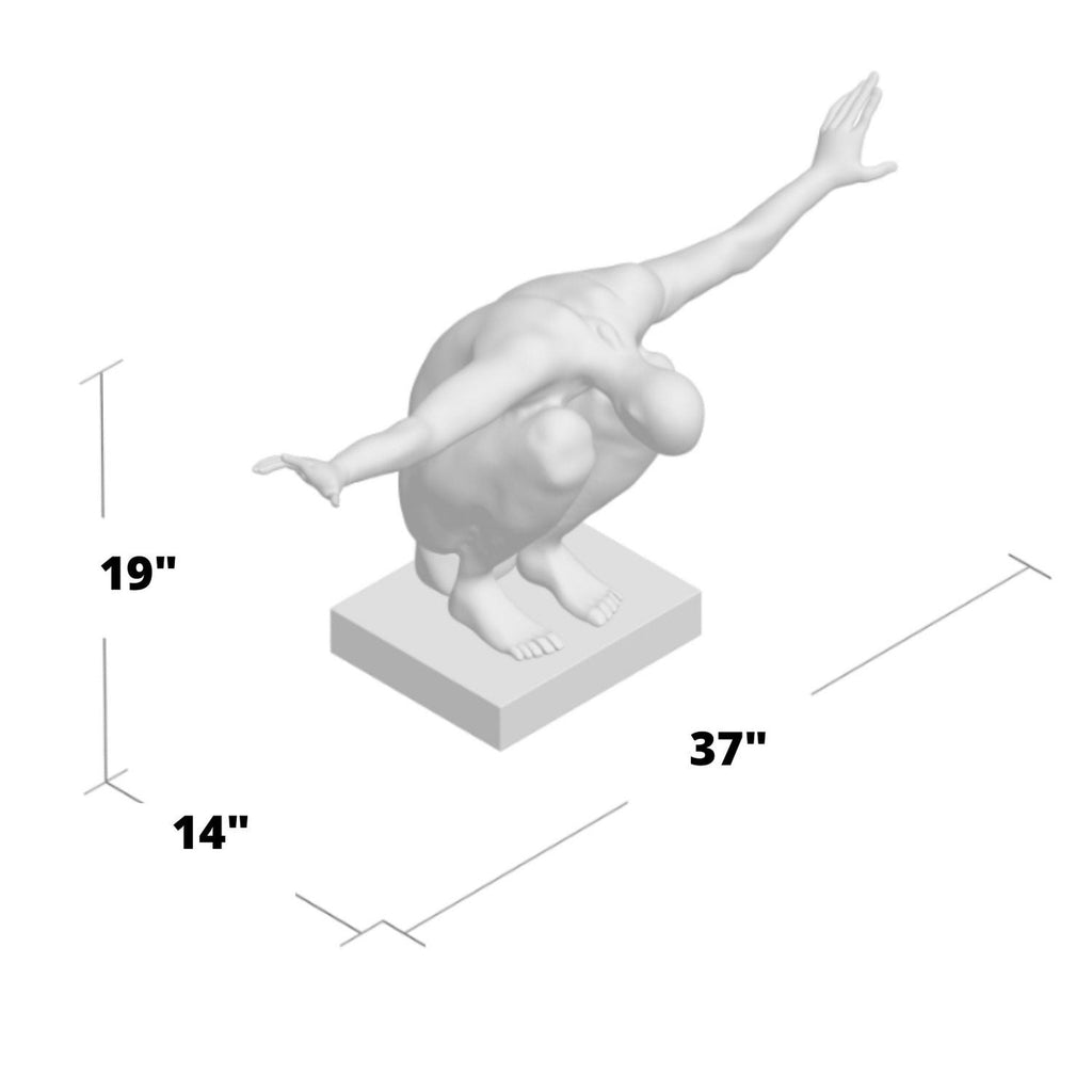 Large Saluting Man Resin Sculpture 37" Wide x 19" Tall // Red