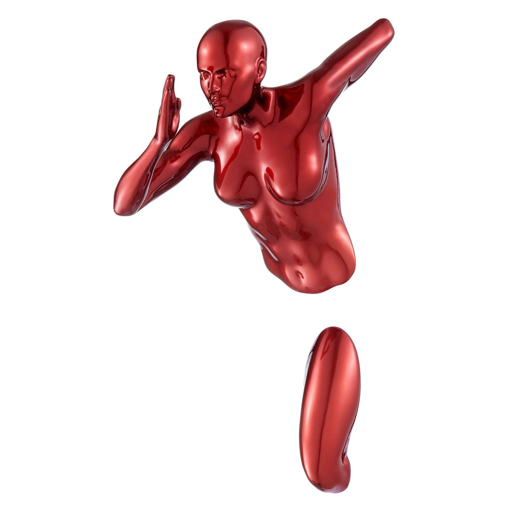 Metallic Red Wall Sculpture running 13" Woman