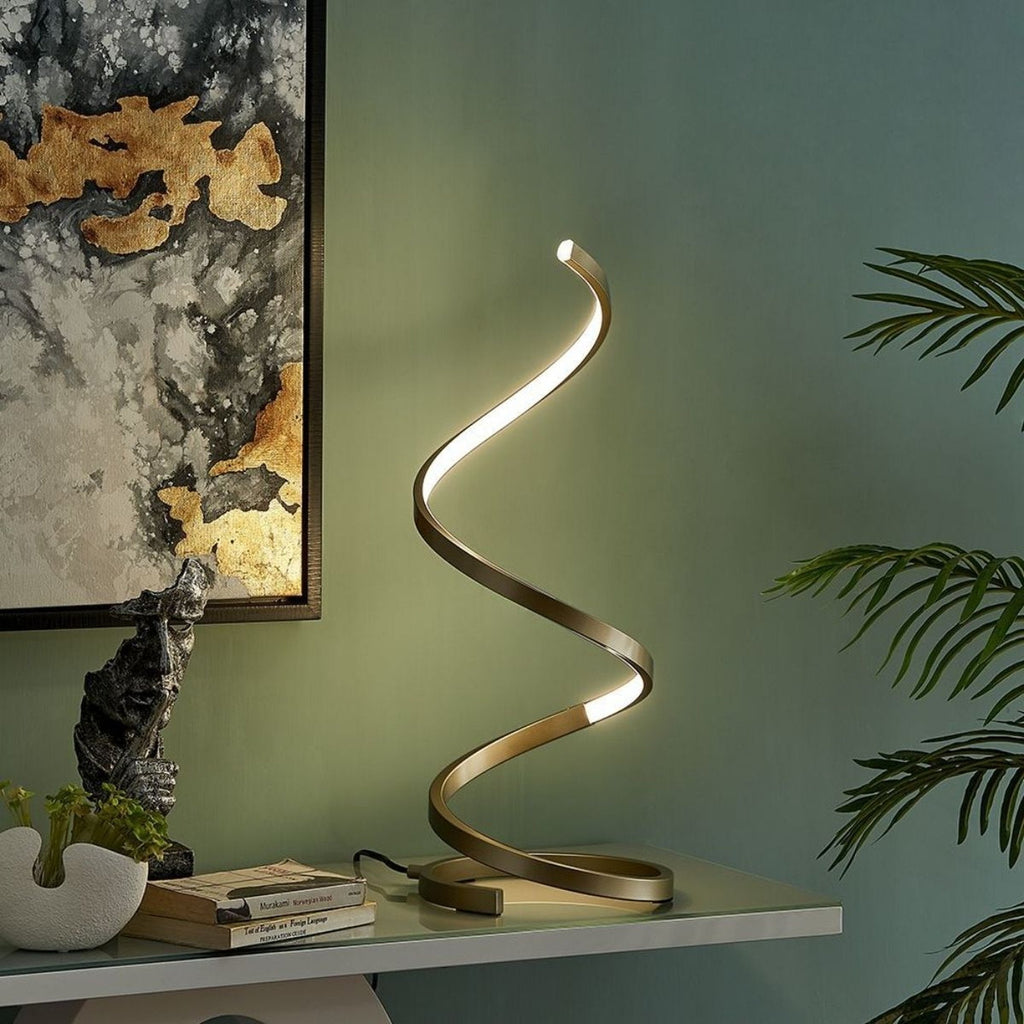 Modern Spiral LED Table Lamp // Led Strip // Sandy Gold