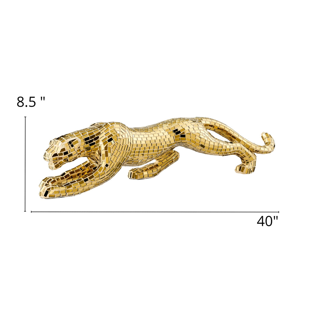 Mosaic Gold Panther Sculpture