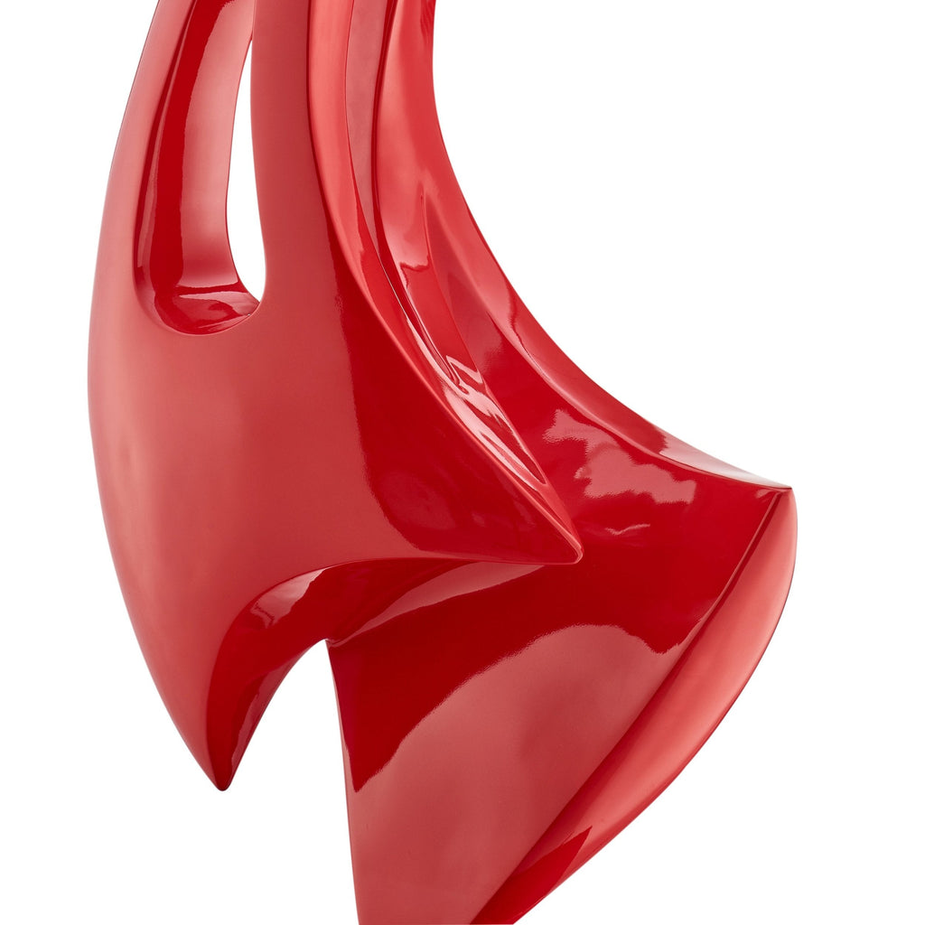 Red Sail Floor Sculpture With White Stand, 70" Tall