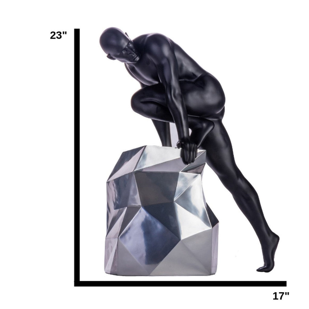 Sensuality Man Sculpture // Matte Black and Chrome